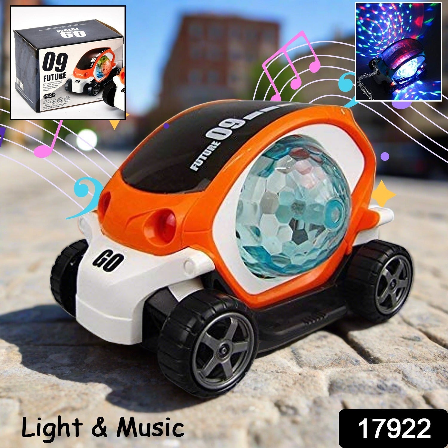 360° Rotating Stunt Car Toy – Bump & Go with 4D Lights, Music & Disco Ball (1 Pc, Battery Not Included) 360° Rotating Stunt Car Toy – Bump & Go with 4D Lights, Music & Disco Ball (1 Pc, Battery Not Included)